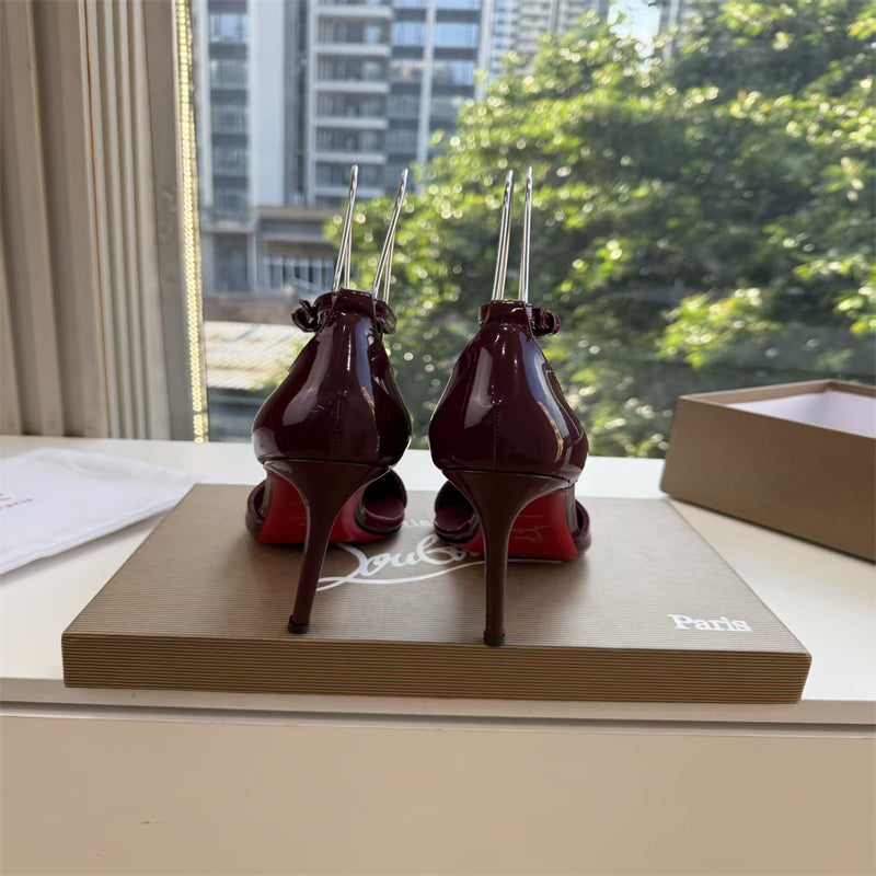 CL 【Red Sole】Patent leather T-strap high heels