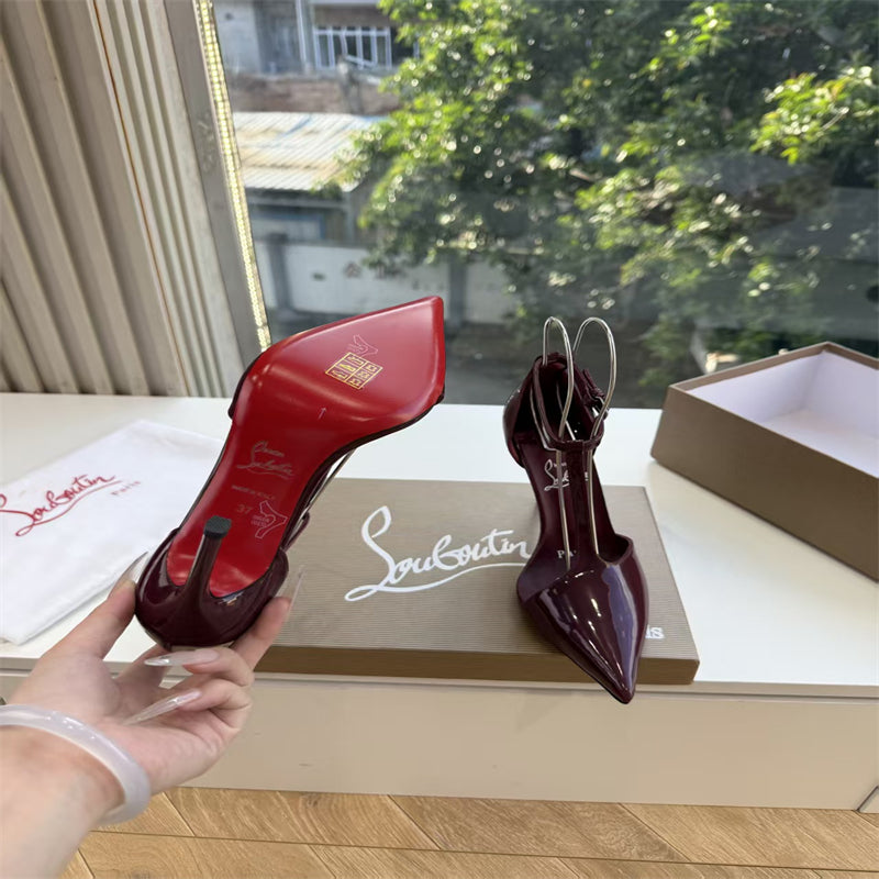 CL 【Red Sole】Patent leather T-strap high heels