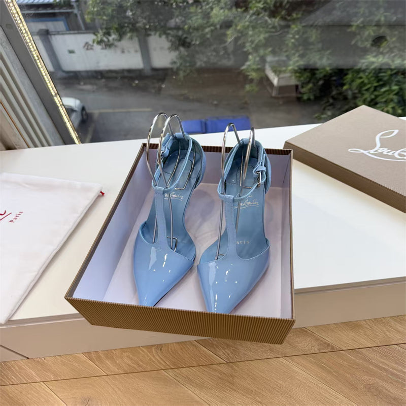 CL 【Red Sole】Patent leather T-strap high heels
