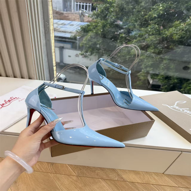 CL 【Red Sole】Patent leather T-strap high heels