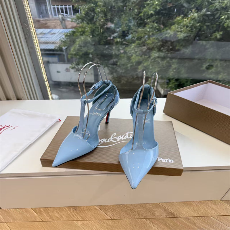 CL 【Red Sole】Patent leather T-strap high heels