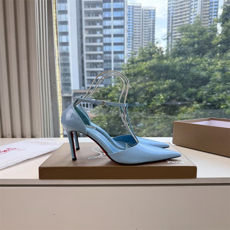 CL 【Red Sole】Patent leather T-strap high heels