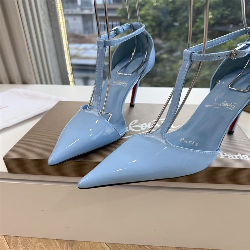 CL 【Red Sole】Patent leather T-strap high heels