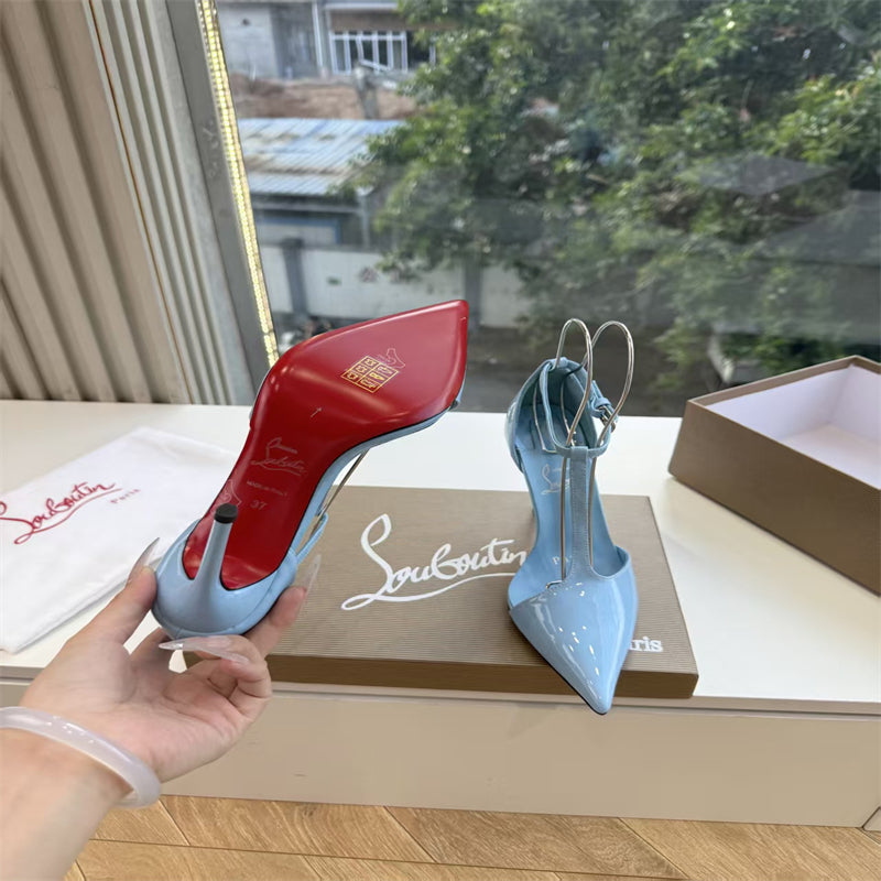 CL 【Red Sole】Patent leather T-strap high heels