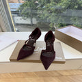 CL 【Red Sole】Suede T-strap high heels