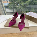 CL 【Red Sole】Suede T-strap high heels