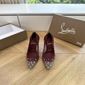 CL 【Red Sole】High heels with mesh, pearls, and gradient rhinestones